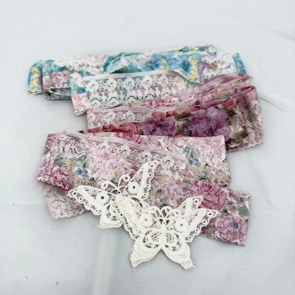 Lace Trim Floral & Butterflies Shabby Chic Sewing Craft Supplies Loose LOT